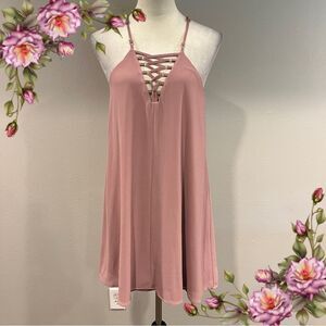 Charlotte Russe dusty Pink‎ Strappy a-line mini Dress size medium